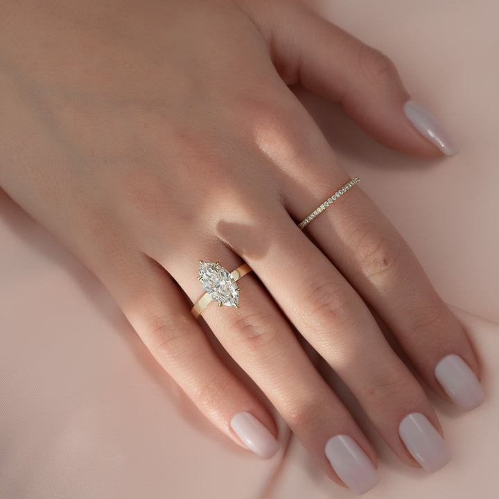 The Estella Marquise Lab Diamond Moissanite Engagement Ring *Shown with 3 ct #material_gold