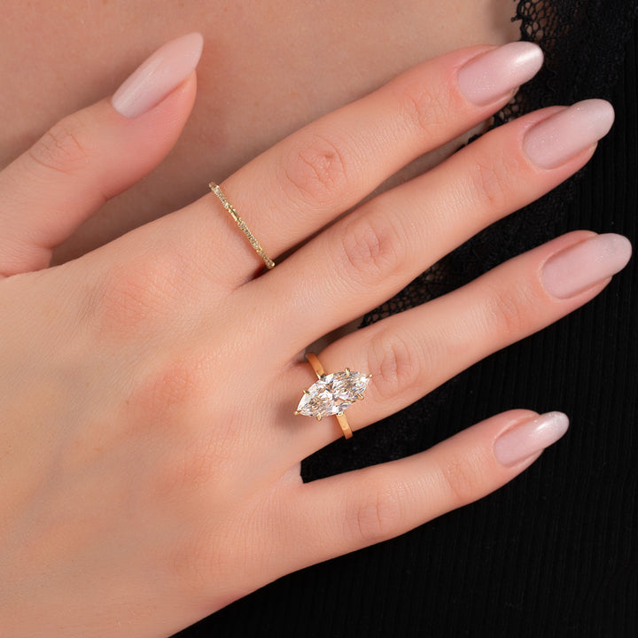 The Estella Marquise Lab Diamond Moissanite Engagement Ring *Shown with 2.5 ct #material_gold