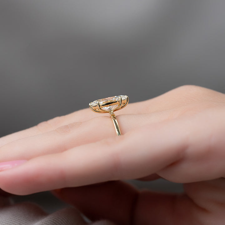 The Estella Marquise Lab Diamond Moissanite Engagement Ring *Shown with 2 ct #material_gold