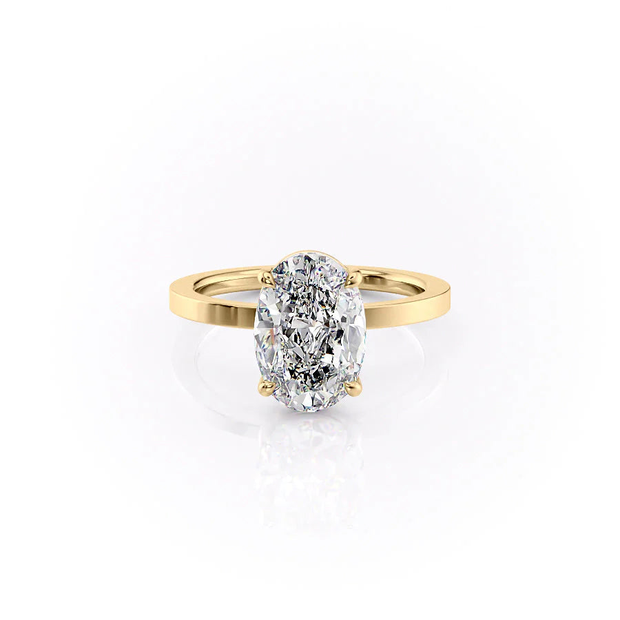 The Estella Set With Oval Solitaire Lab Diamond 1 Carat 14K Gold#material_gold