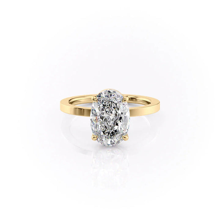 The Estella Set With Oval Solitaire Lab Diamond 1 Carat 14K Gold#material_gold