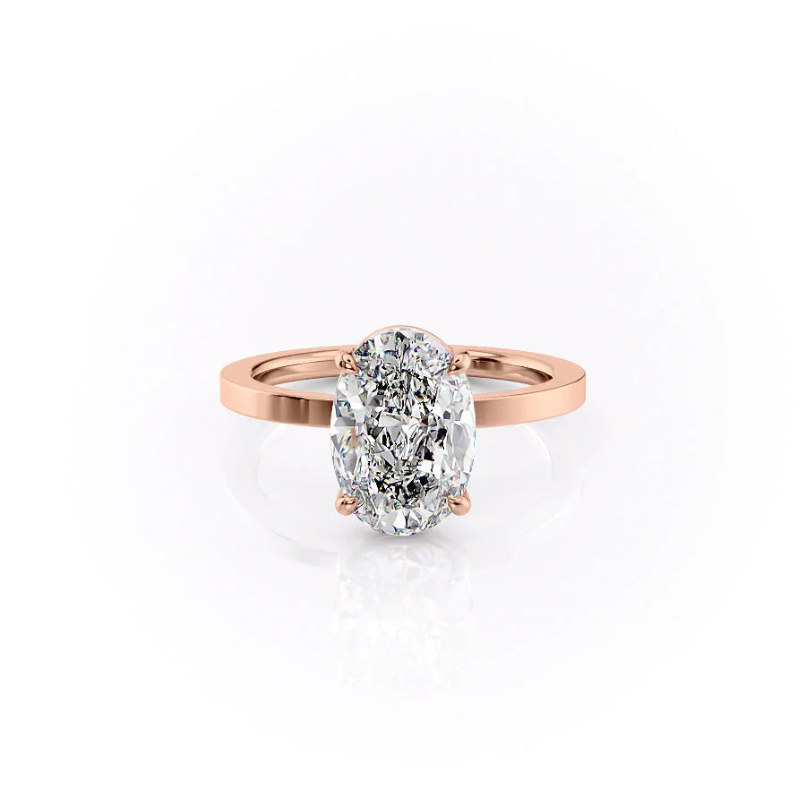 The Estella Set With Oval Solitaire Lab Diamond 1 Carat 14K Rose#material_rose