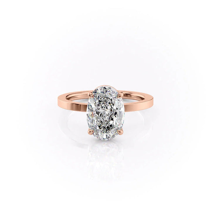 The Estella Set With Oval Solitaire Lab Diamond 1 Carat 14K Rose#material_rose