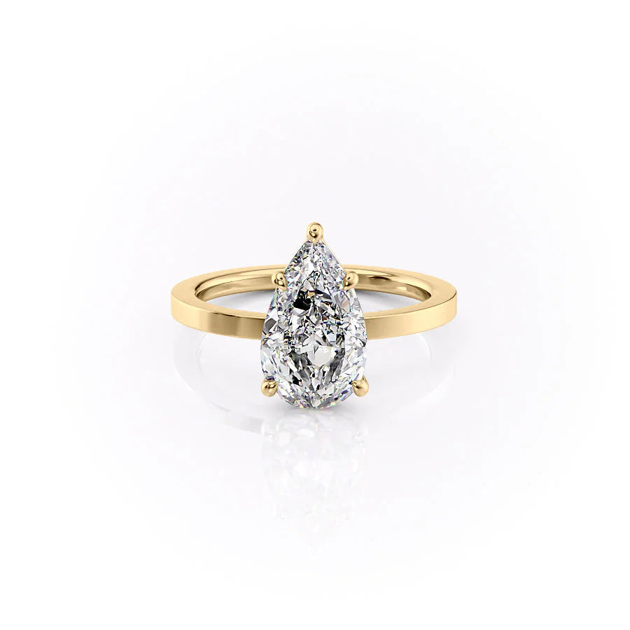 The Estella Set With Pear Solitaire Lab Diamond 1 Carat 14K Gold#material_gold