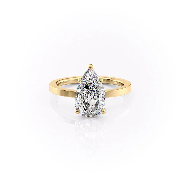 The Estella Set With Pear Solitaire Lab Diamond 1 Carat 14K Gold#material_gold