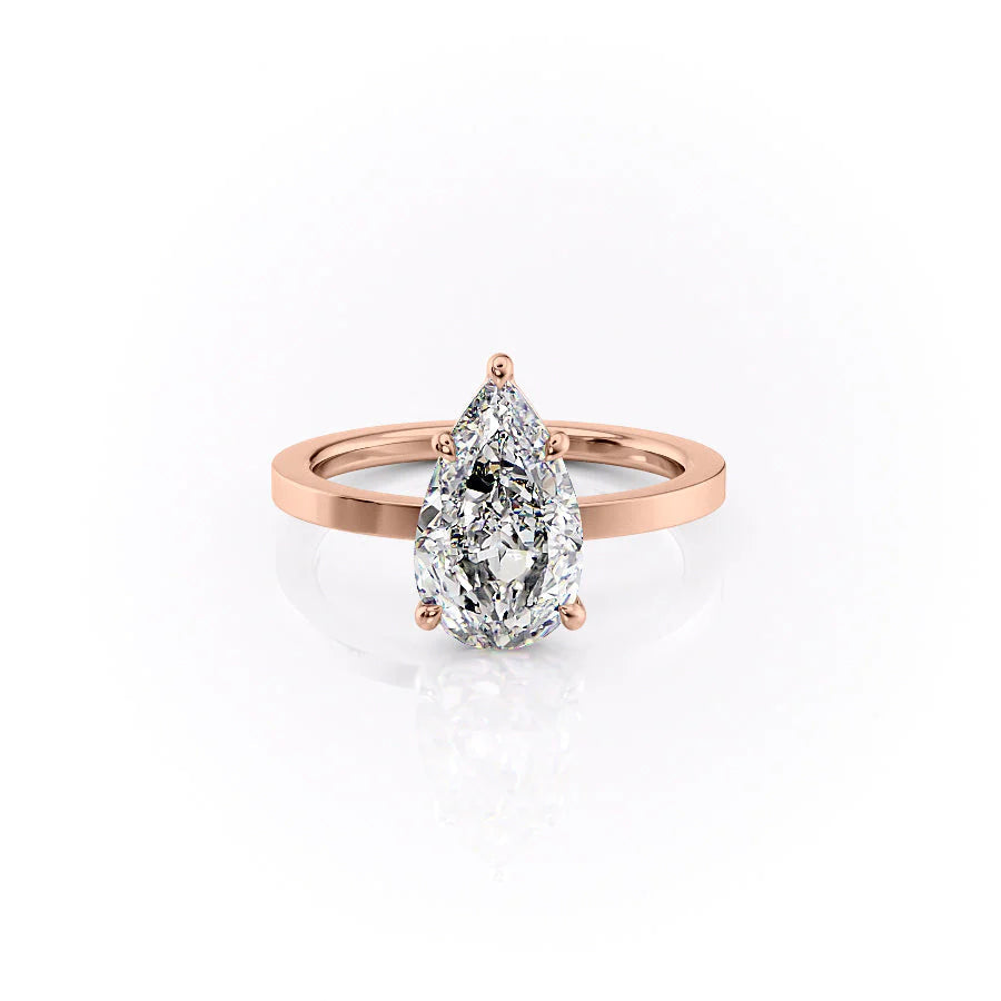 The Estella Set With Pear Solitaire Lab Diamond 1 Carat 14K Rose#material_rose