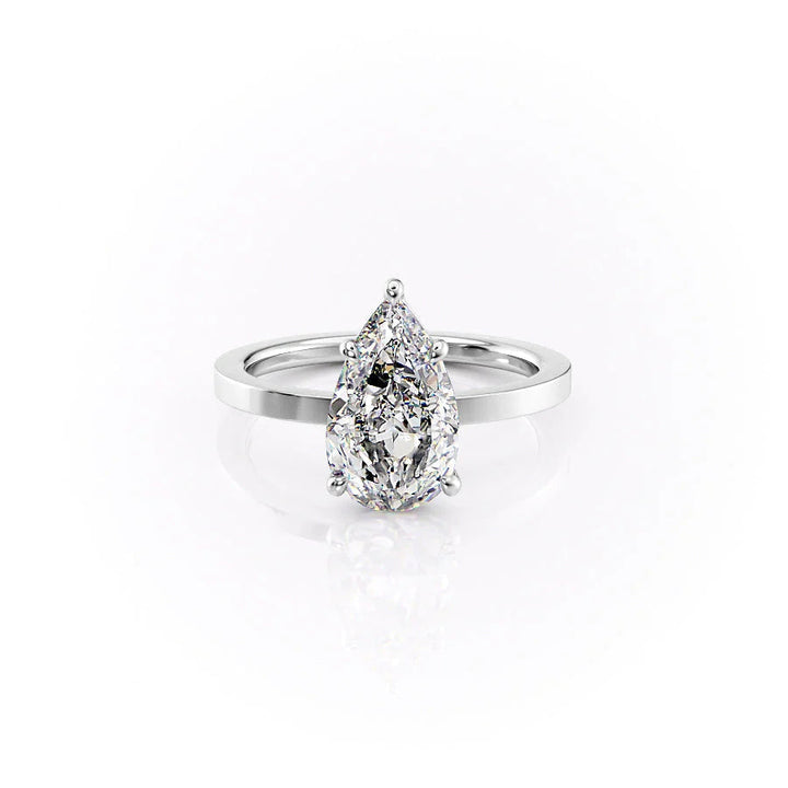 The Estella Set With Pear Solitaire Lab Diamond 1 Carat 14K White#material_white