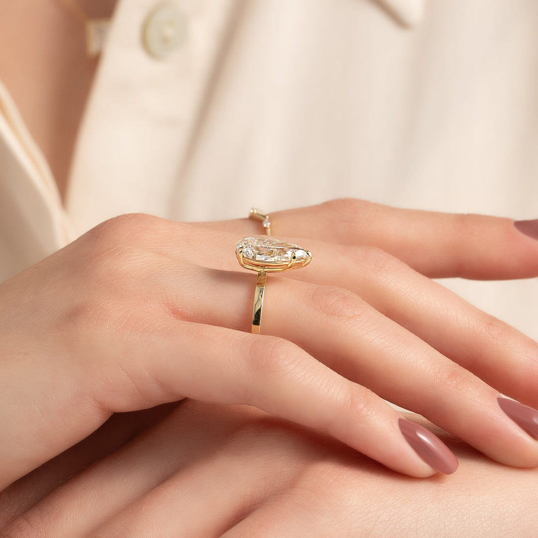 The Estella Pear Lab Diamond Moissanite Engagement Ring