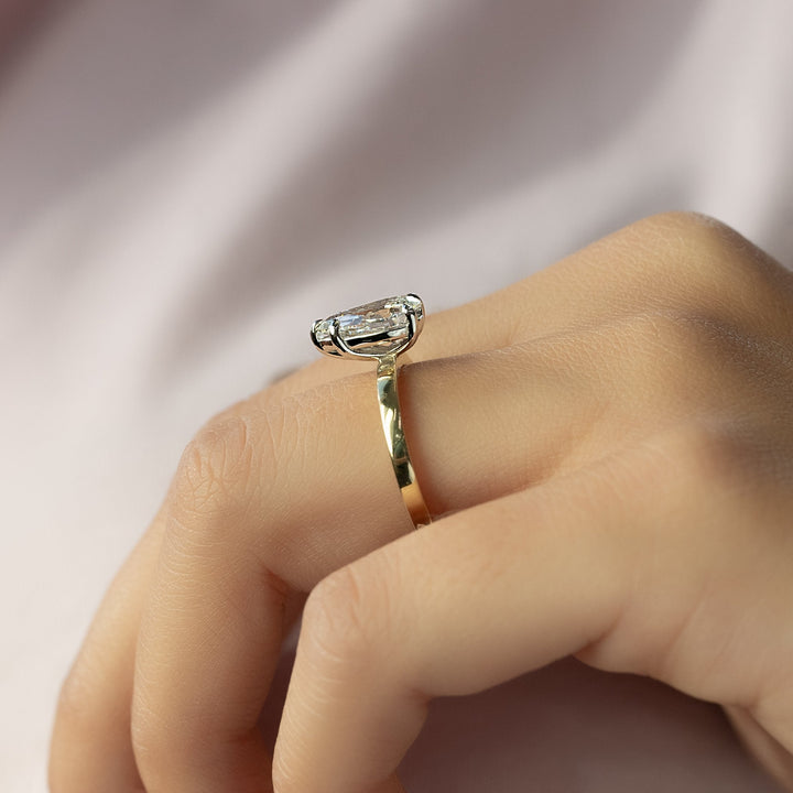 The Estella Pear Lab Diamond Moissanite Engagement Ring *Shown with 1.5 ct *2mm Band #material_gold