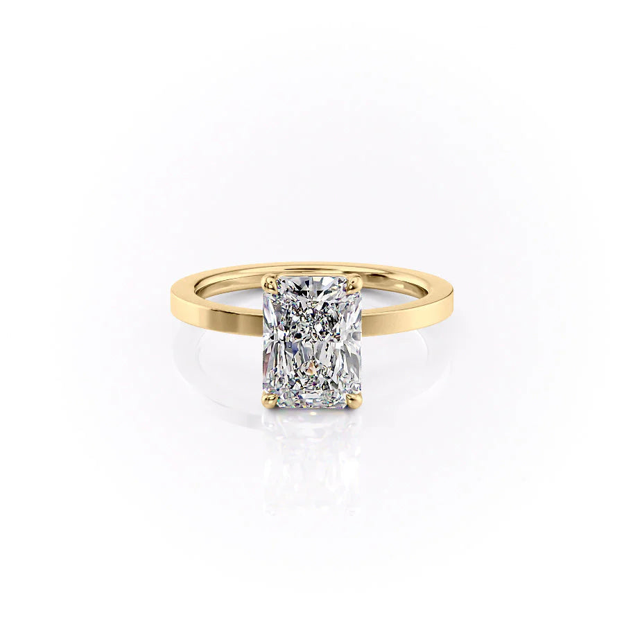 The Estella Set With Radiant Solitaire Lab Diamond 1 Carat 14K Gold#material_gold