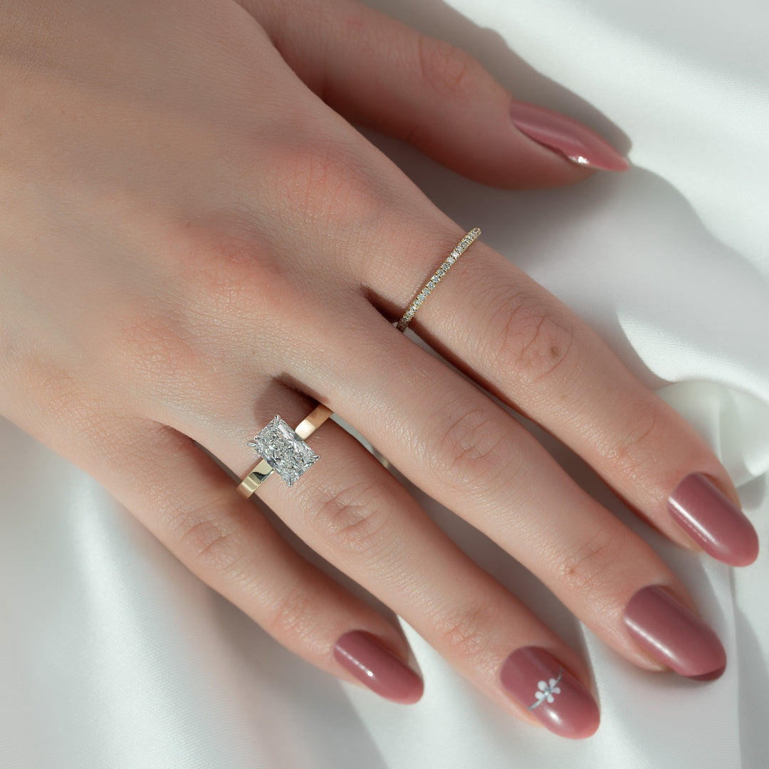 The Estella Radiant Lab Diamond Moissanite Engagement Ring