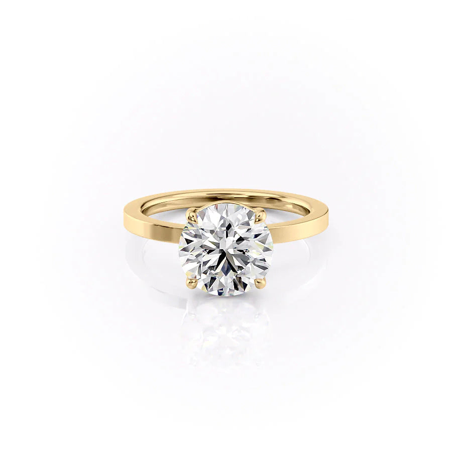 The Estella Set With Round Solitaire Lab Diamond 1 Carat 14K Gold#material_gold