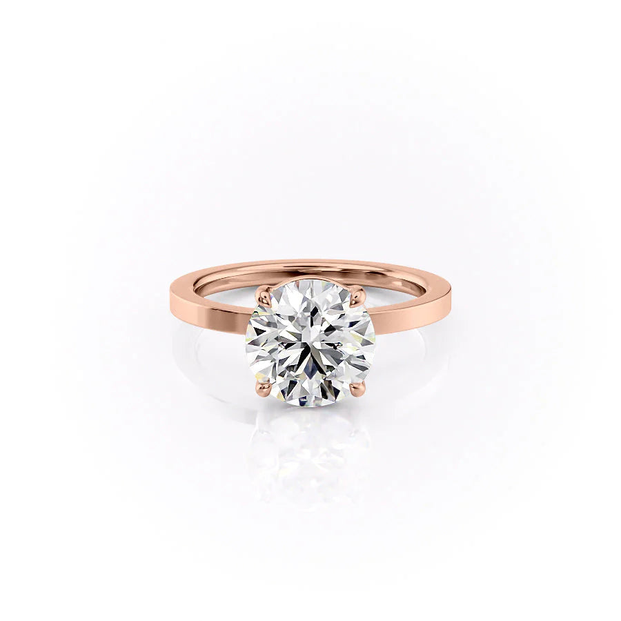 The Estella Set With Round Solitaire Lab Diamond 1 Carat 14K Rose#material_rose