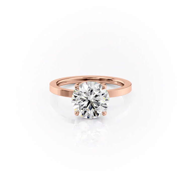 The Estella Set With Round Solitaire Lab Diamond 1 Carat 14K Rose#material_rose