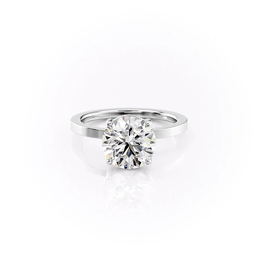 The Estella Set With Round Solitaire Lab Diamond 1 Carat 14K White#material_white