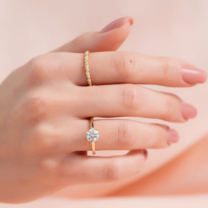 The Estella Round Lab Diamond Moissanite Engagement Ring *Shown with 1 ct #material_gold