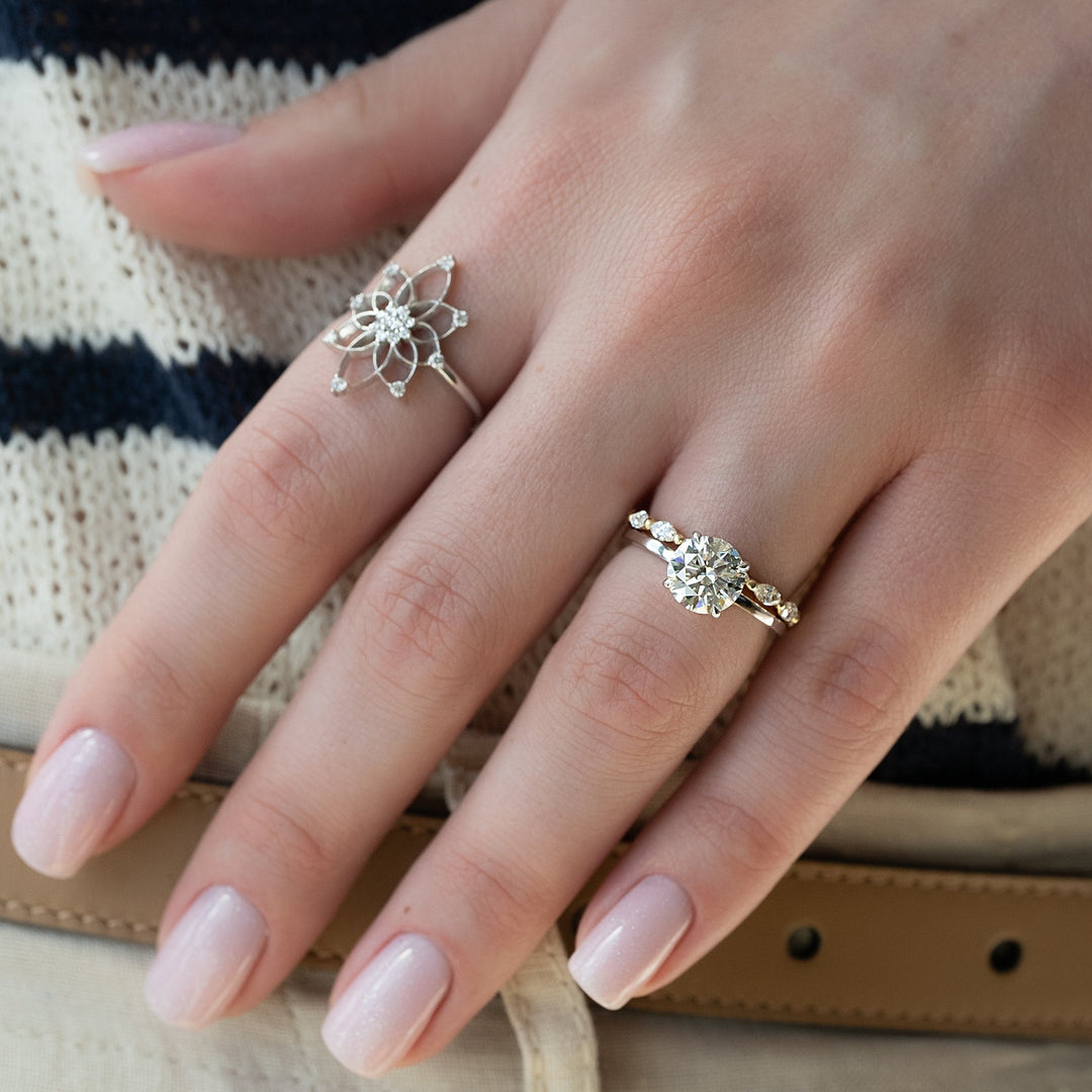 The Estella Round Lab Diamond Moissanite Engagement Ring