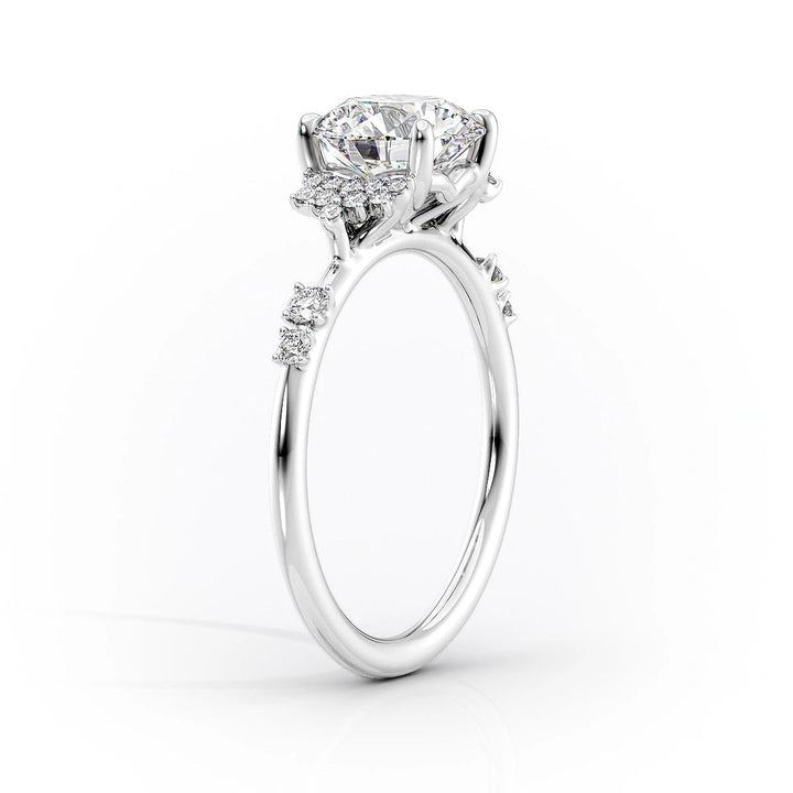 The Giselle Set With Round Side Stone Lab Diamond 1.5 Carat 14K White#material_14k-white