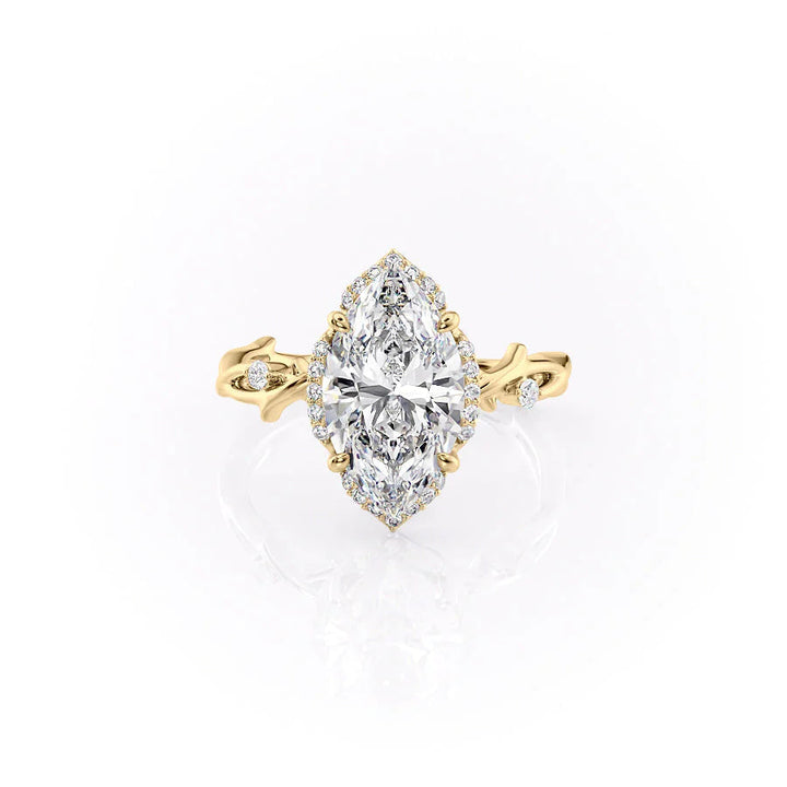 The Halo Coco Set With Marquise Halo Lab Diamond 1 Carat 14K Gold#material_gold