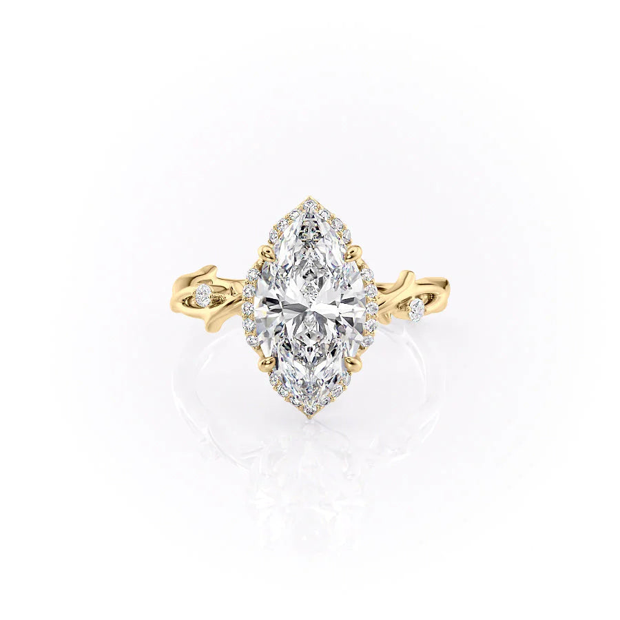 The Halo Coco Set With Marquise Halo Lab Diamond 1 Carat 14K Gold#material_gold