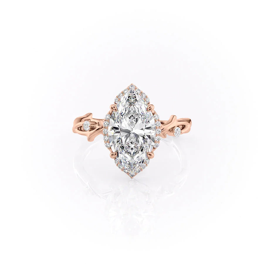 The Halo Coco Set With Marquise Halo Lab Diamond 1 Carat 14K Rose#material_rose