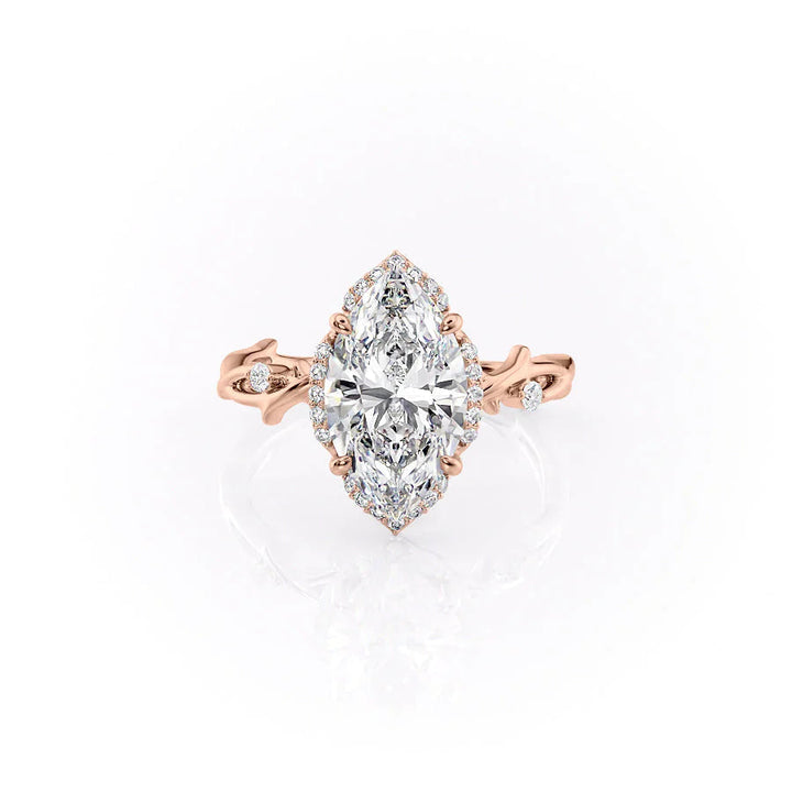 The Halo Coco Set With Marquise Halo Lab Diamond 1 Carat 14K Rose#material_rose
