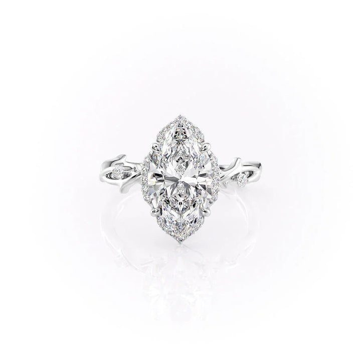 The Halo Coco Set With Marquise Halo Lab Diamond 1 Carat 14K White#material_white