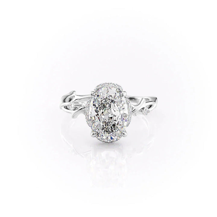 The Halo Coco Set With Oval Halo Lab Diamond 1 Carat 14K White#material_white