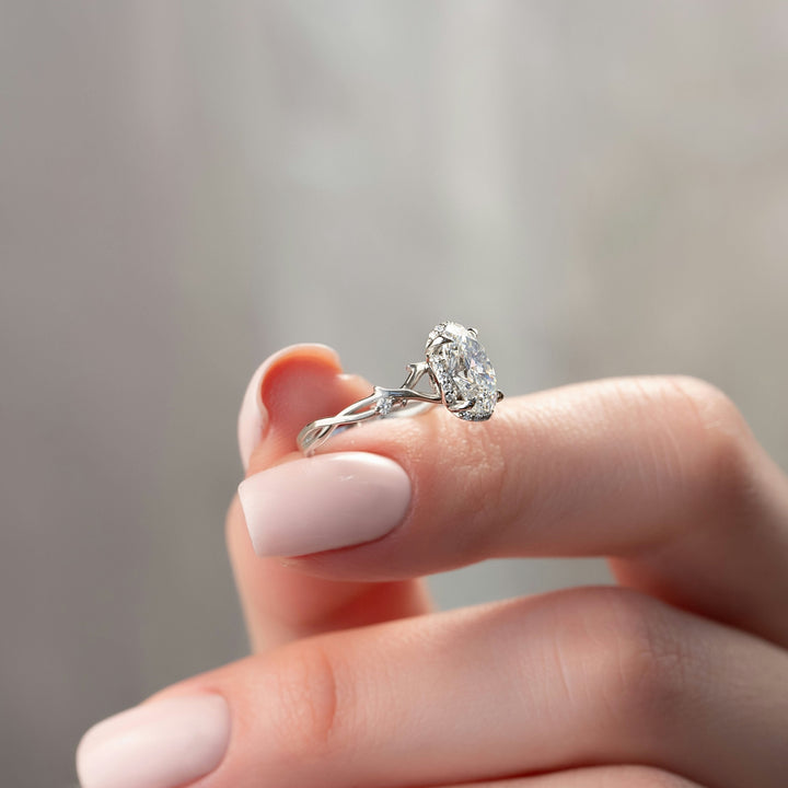 The Halo Coco Oval Lab Diamond Moissanite Engagement Ring *Shown with 1.5 ct #material_white