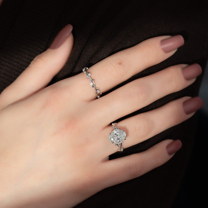 The Halo Coco Oval Lab Diamond Moissanite Engagement Ring *Shown with 2 ct #material_white