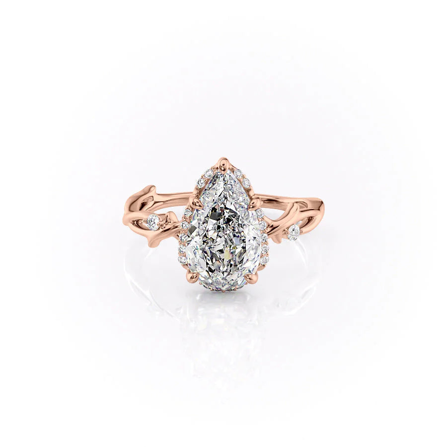 The Halo Coco Set With Pear Halo Lab Diamond 1 Carat 14K Rose#material_rose