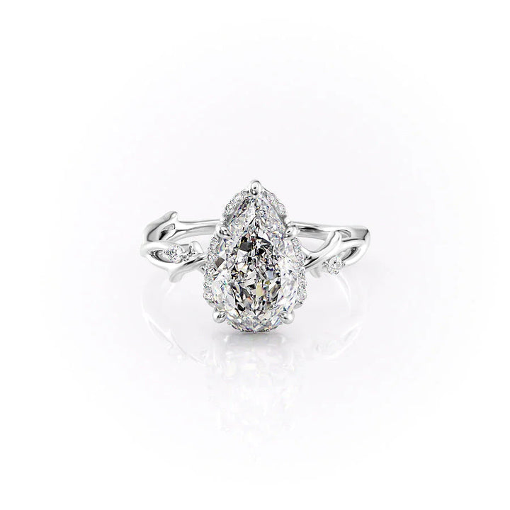 The Halo Coco Set With Pear Halo Lab Diamond 1 Carat 14K White#material_white