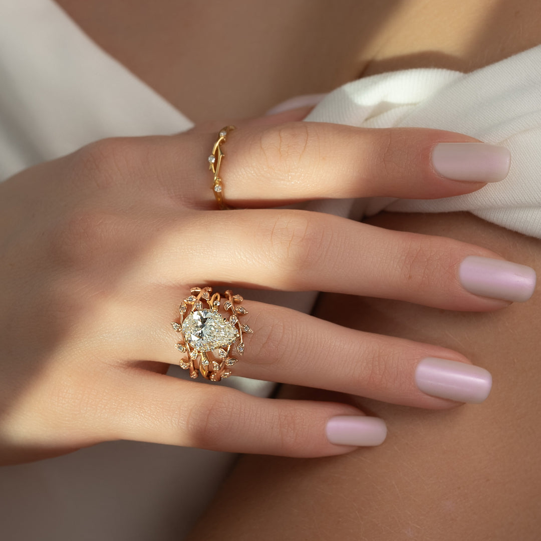 The Halo Coco Pear Lab Diamond Moissanite Engagement Ring