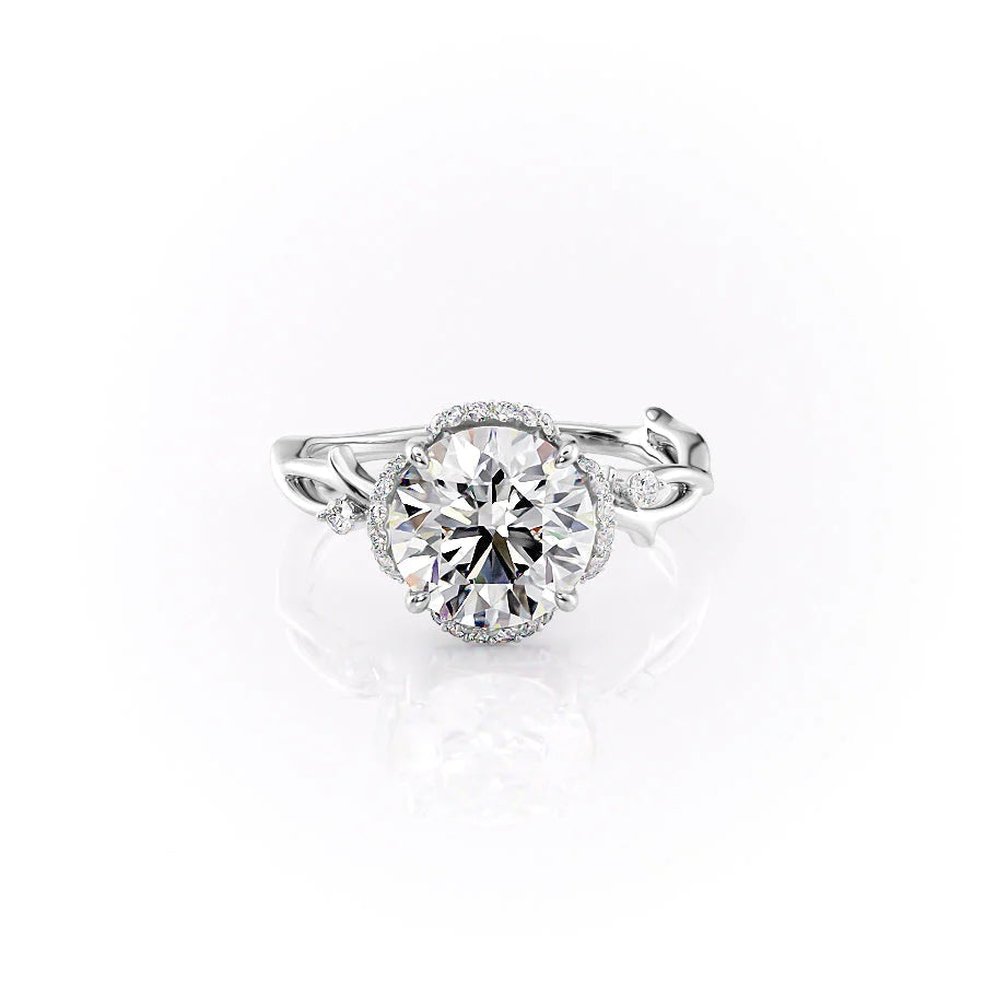 The Halo Coco Set With Round Halo Lab Diamond 1 Carat 14K White#material_white