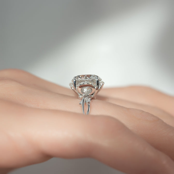 The Halo Coco Round Lab Diamond Moissanite Engagement Ring *Shown with 3 ct #material_white