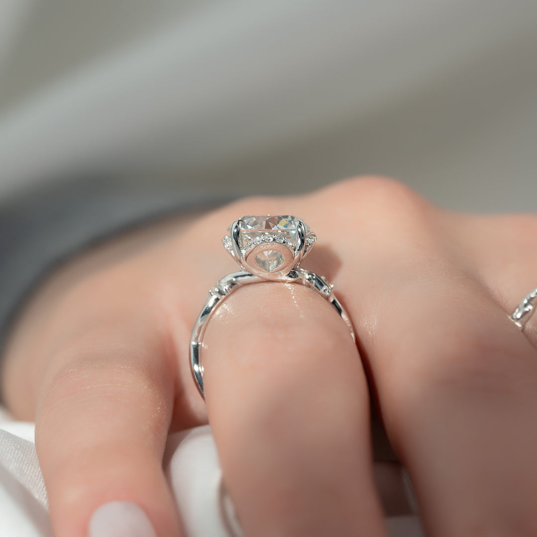 The Halo Coco Round Lab Diamond Moissanite Engagement Ring