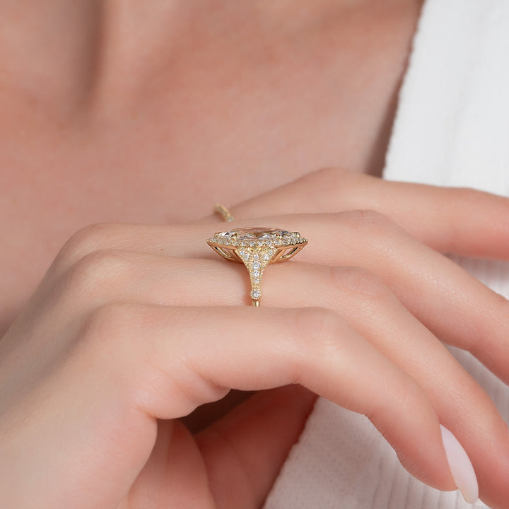 The Halo Sharon Marquise Lab Diamond Moissanite Engagement Ring *Shown with 2 ct #material_gold