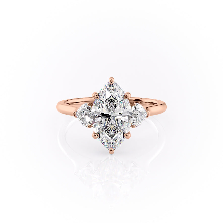 The Hearts Leona Set With Marquise Solitaire Lab Diamond 1 Carat 14K Rose#material_rose