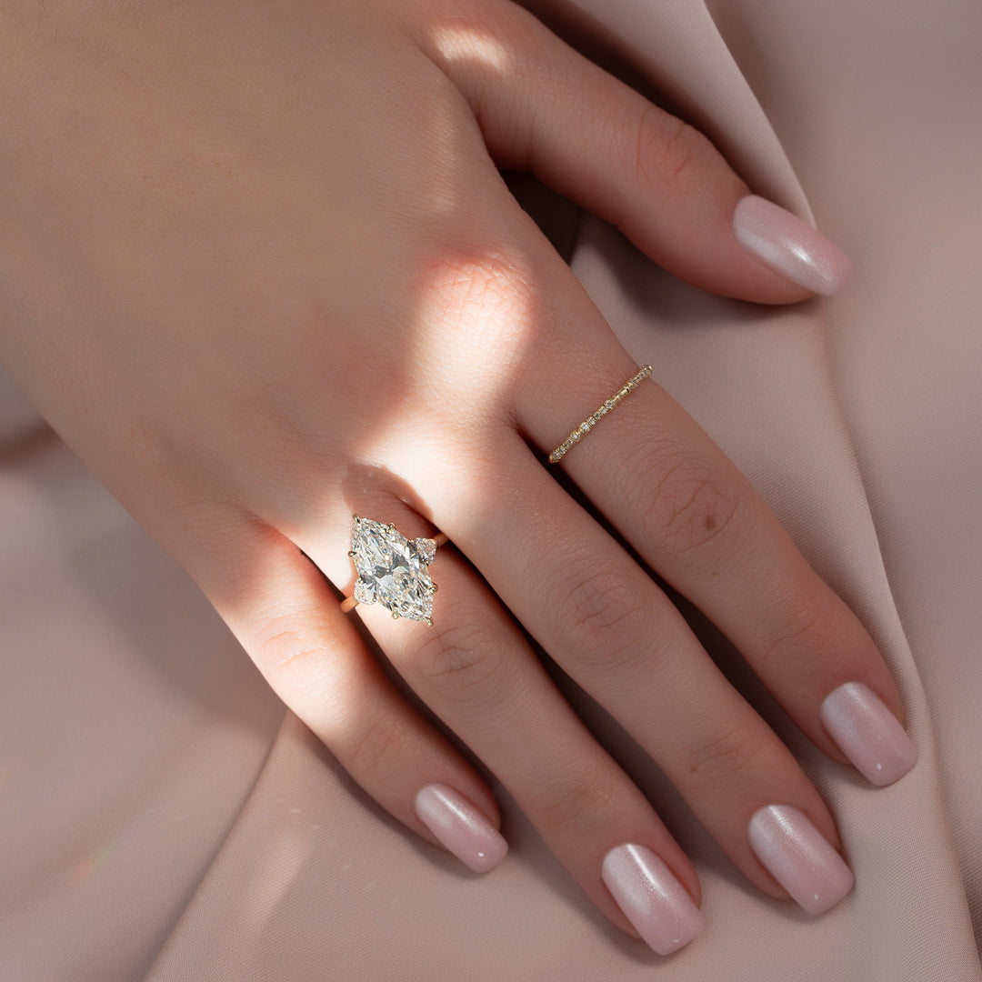 The Hearts Leona Marquise Lab Diamond Moissanite Engagement Ring