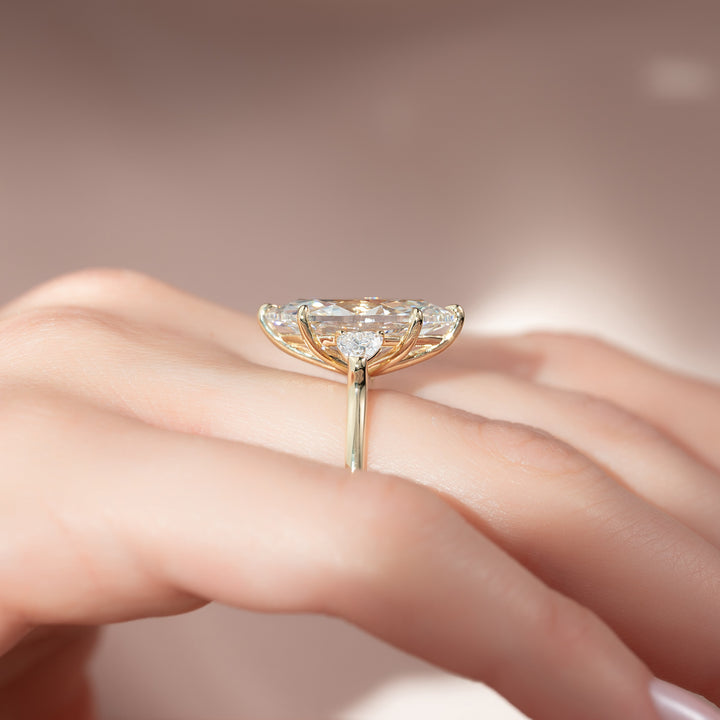 The Hearts Leona Marquise Lab Diamond Moissanite Engagement Ring *Shown with 5 ct #material_gold