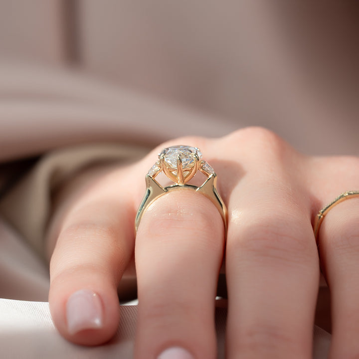 The Hearts Leona Marquise Lab Diamond Moissanite Engagement Ring *Shown with 5 ct #material_gold