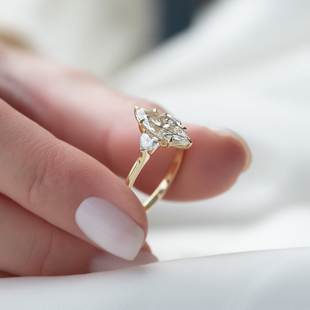 The Hearts Leona Marquise Lab Diamond Moissanite Engagement Ring