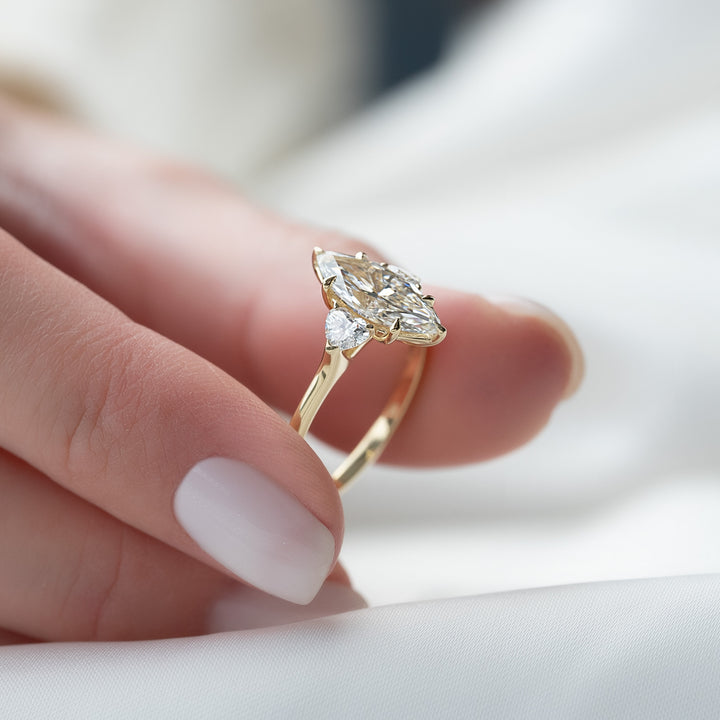 The Hearts Leona Marquise Lab Diamond Moissanite Engagement Ring *Shown with 2 ct #material_gold