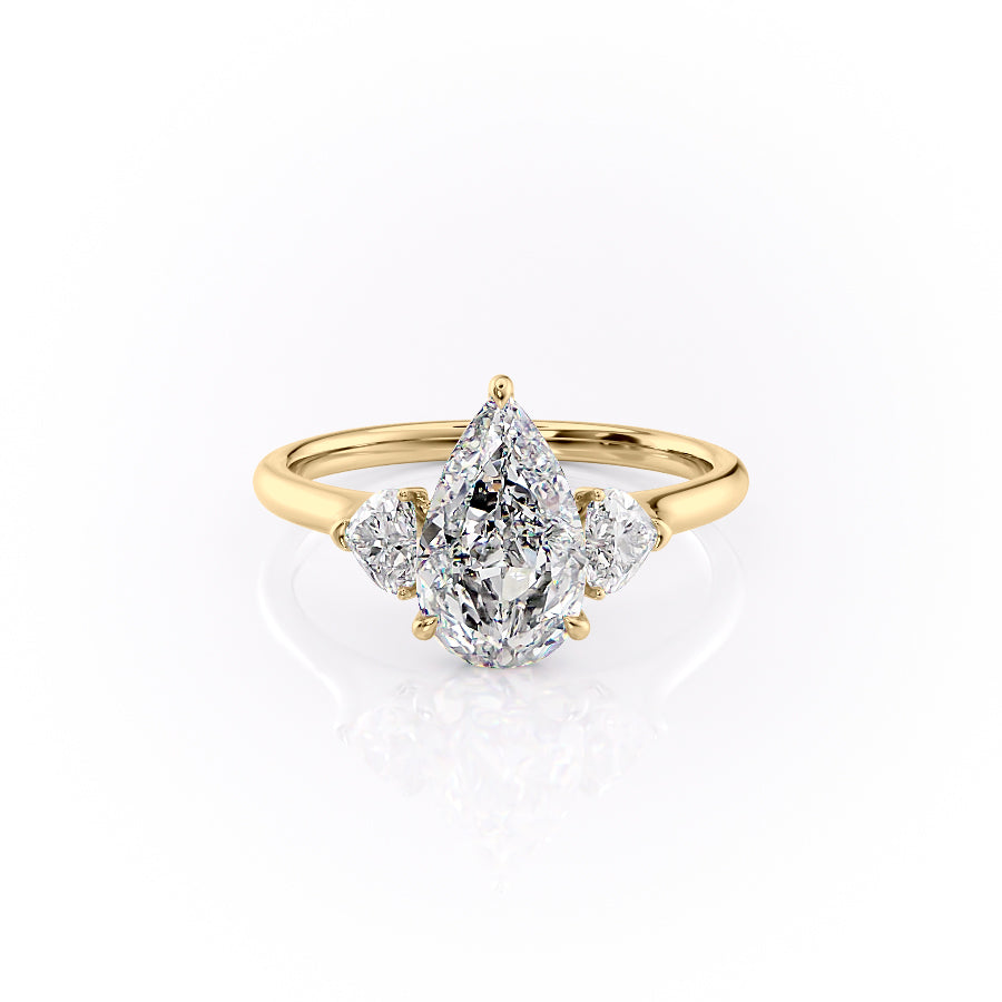 The Hearts Leona Set With Pear Solitaire Lab Diamond 1 Carat 14K Gold#material_gold