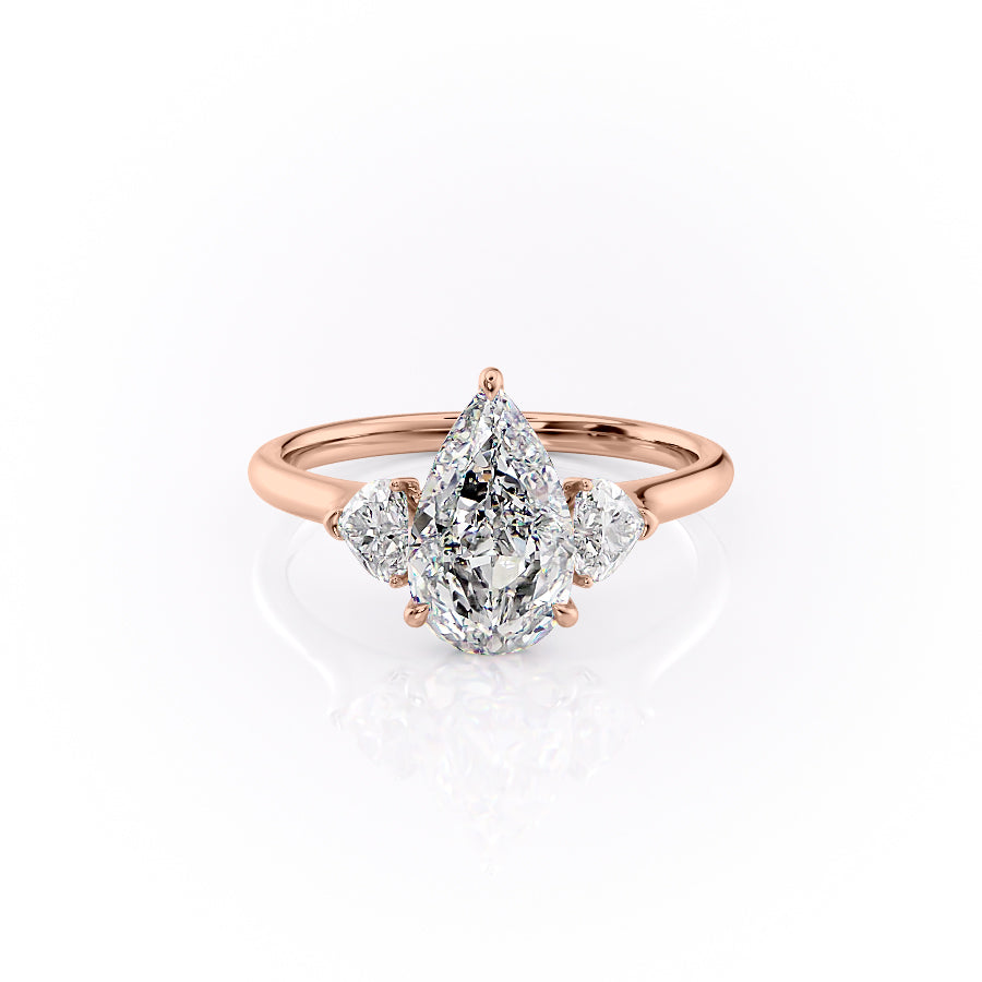 The Hearts Leona Set With Pear Solitaire Lab Diamond 1 Carat 14K Rose#material_rose
