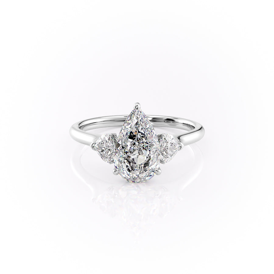 The Hearts Leona Set With Pear Solitaire Lab Diamond 1 Carat 14K White#material_white