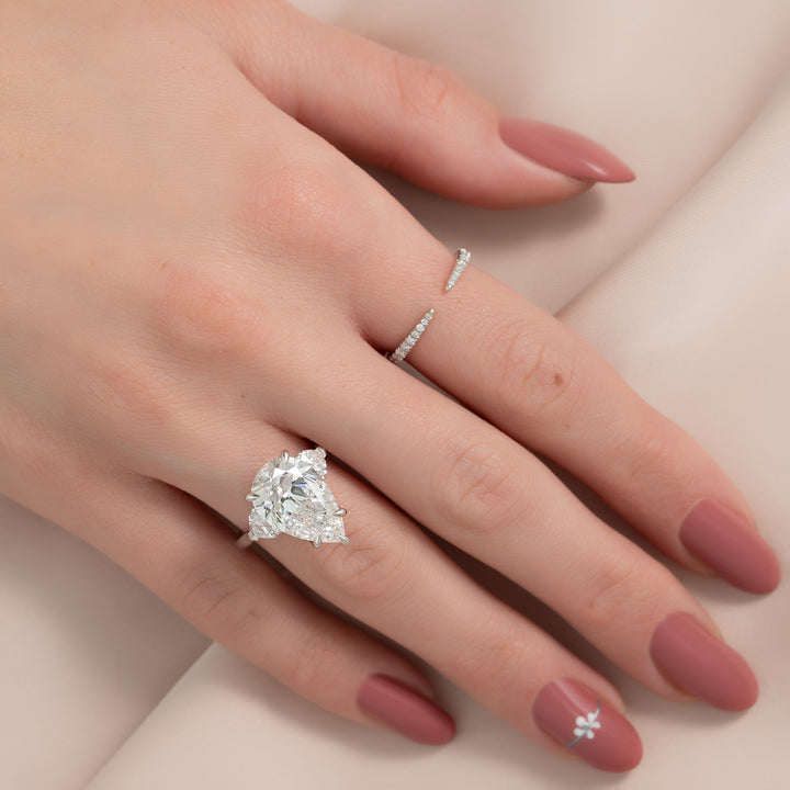 The Hearts Leona Pear Lab Diamond Moissanite Engagement Ring *Shown with 5.5 ct #material_white