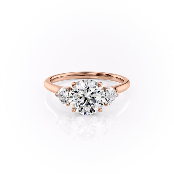 The Hearts Leona Set With Round Solitaire Lab Diamond 1 Carat 14K Rose#material_rose