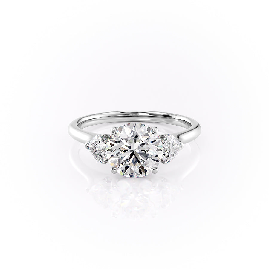 The Hearts Leona Set With Round Solitaire Lab Diamond 1 Carat 14K White#material_white