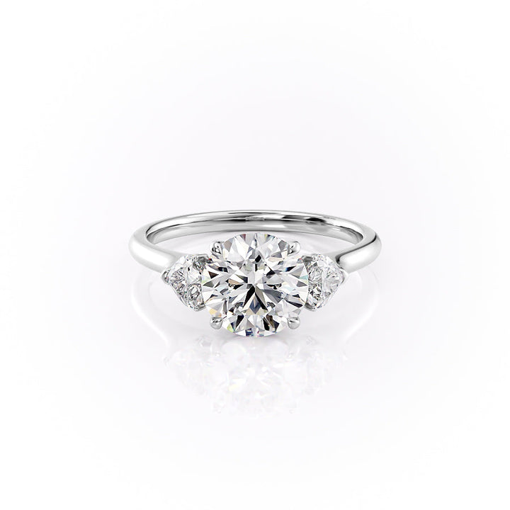 The Hearts Leona Set With Round Solitaire Lab Diamond 1 Carat 14K White#material_white